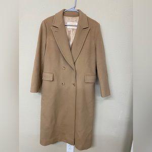 Vintage Pendleton 100% Virgin Wool Double breasted Camel trench coat Sz 14